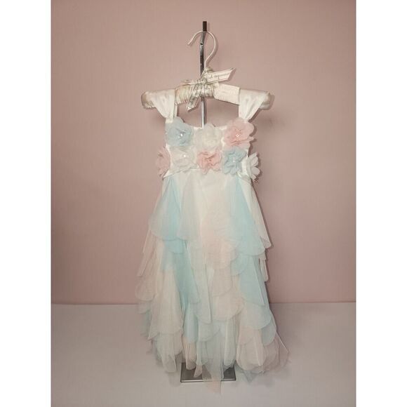 Girls' Boutique Easter Dress Biscotti Multicolor Satin and Tulle Size 4 - Picture 1 of 10